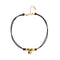 Leather Three Mix Of Silver And 18K Gold Alloy Plated Balls Necklace COL2064MARORO