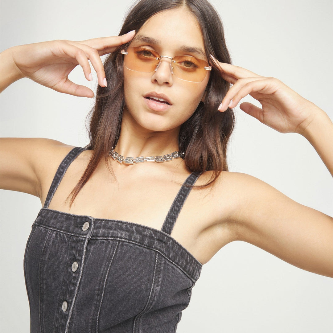 Sterling Silver Plated Alloy Links Necklace COL2065MTL000