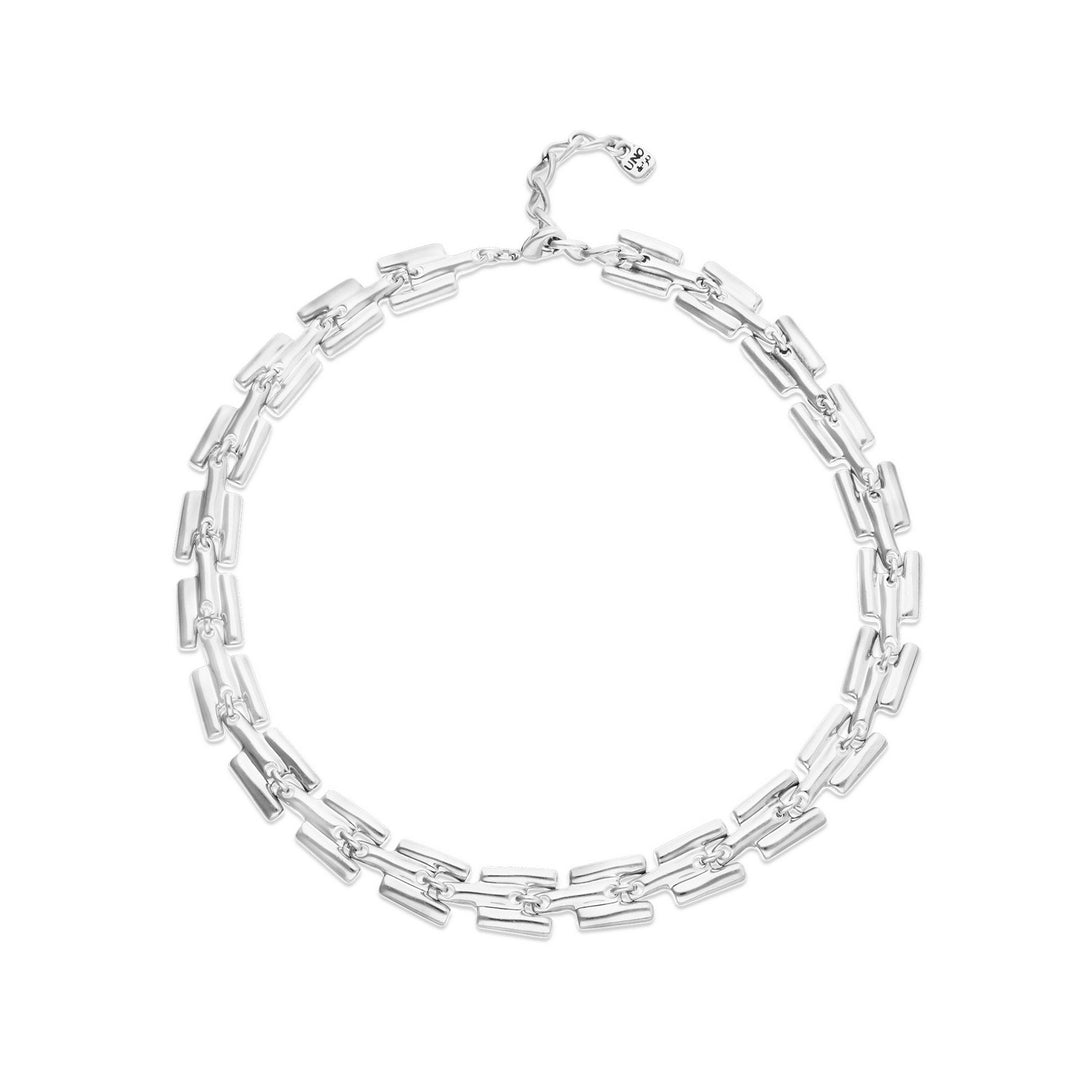 Sterling Silver Plated Square Links Necklace COL2065MTL000