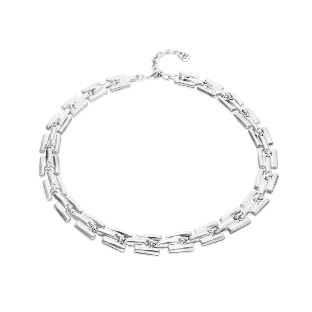 Sterling Silver Plated Square Links Necklace COL2065MTL000
