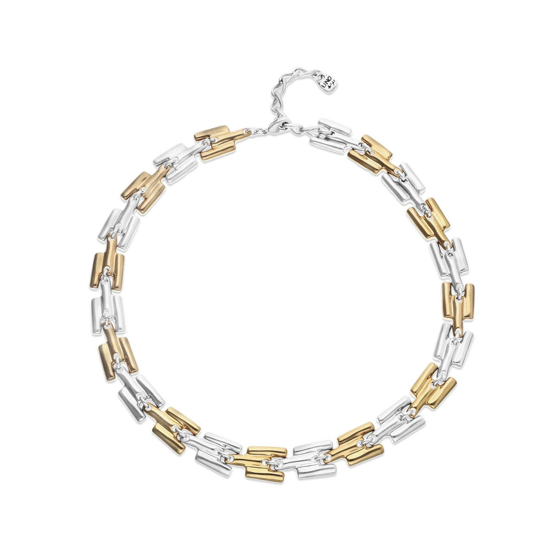 Half 18K Gold Half Sterling Silver Alloy Links Necklace COL2065OROMTL