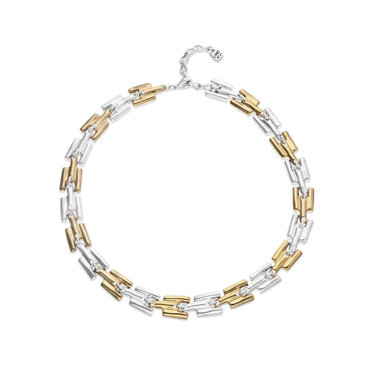 Half 18K Gold Half Sterling Silver Alloy Links Necklace COL2065OROMTL