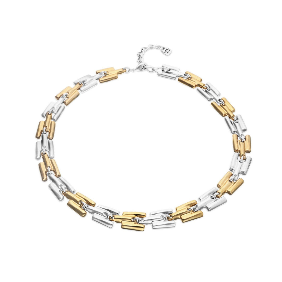Half 18K Gold Half Sterling Silver Alloy Links Necklace COL2065OROMTL