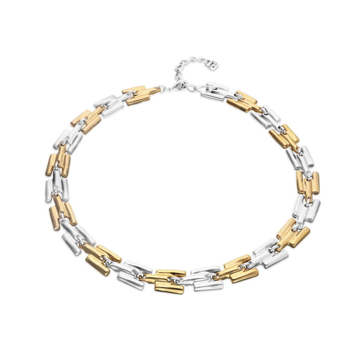 Half 18K Gold Half Sterling Silver Alloy Links Necklace COL2065OROMTL