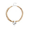 Mixed Beige Silk And Leather Thread Sterling Silver Heart Detail Necklace COL2066CAMMTL