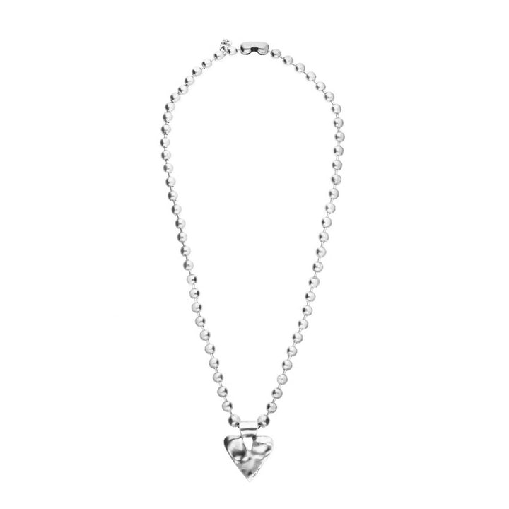 Sterling Silver Plated Ball Long Golden Heart Detail Necklace COL2067MTL000