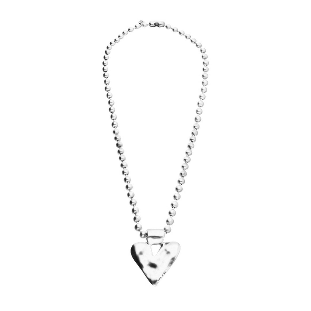 Sterling Silver Plated Ball Long Golden Heart Detail Necklace COL2067MTL000