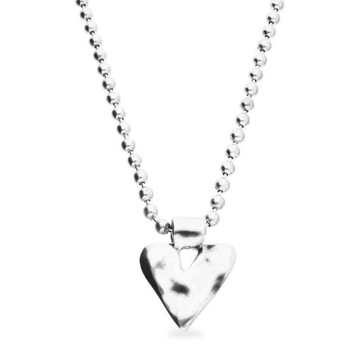 Sterling Silver Plated Ball Long Golden Heart Detail Necklace COL2067MTL000