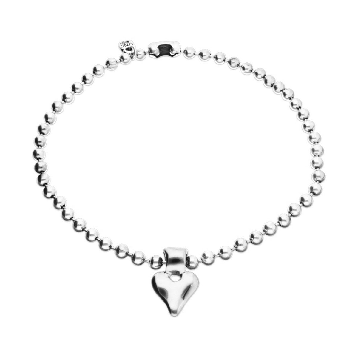 Sterling Silver Plated Ball Heart Detail Necklace COL2068MTL000