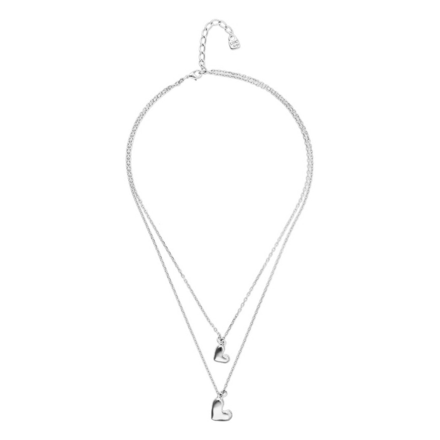 Sterling Silver Double Plated Two Hearts Necklace COL2070MTL000