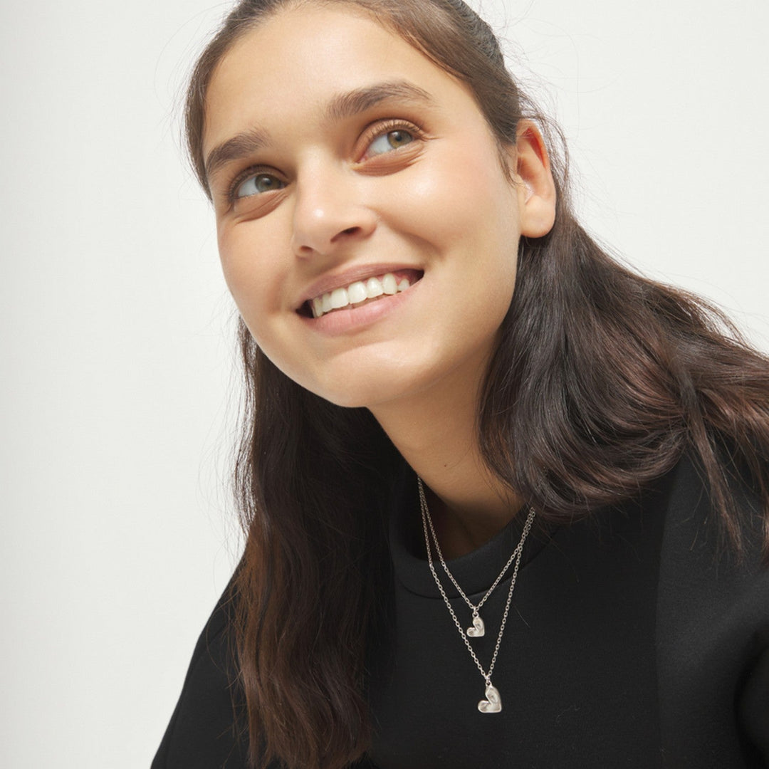 Sterling Silver Double Plated Two Hearts Necklace COL2070MTL000