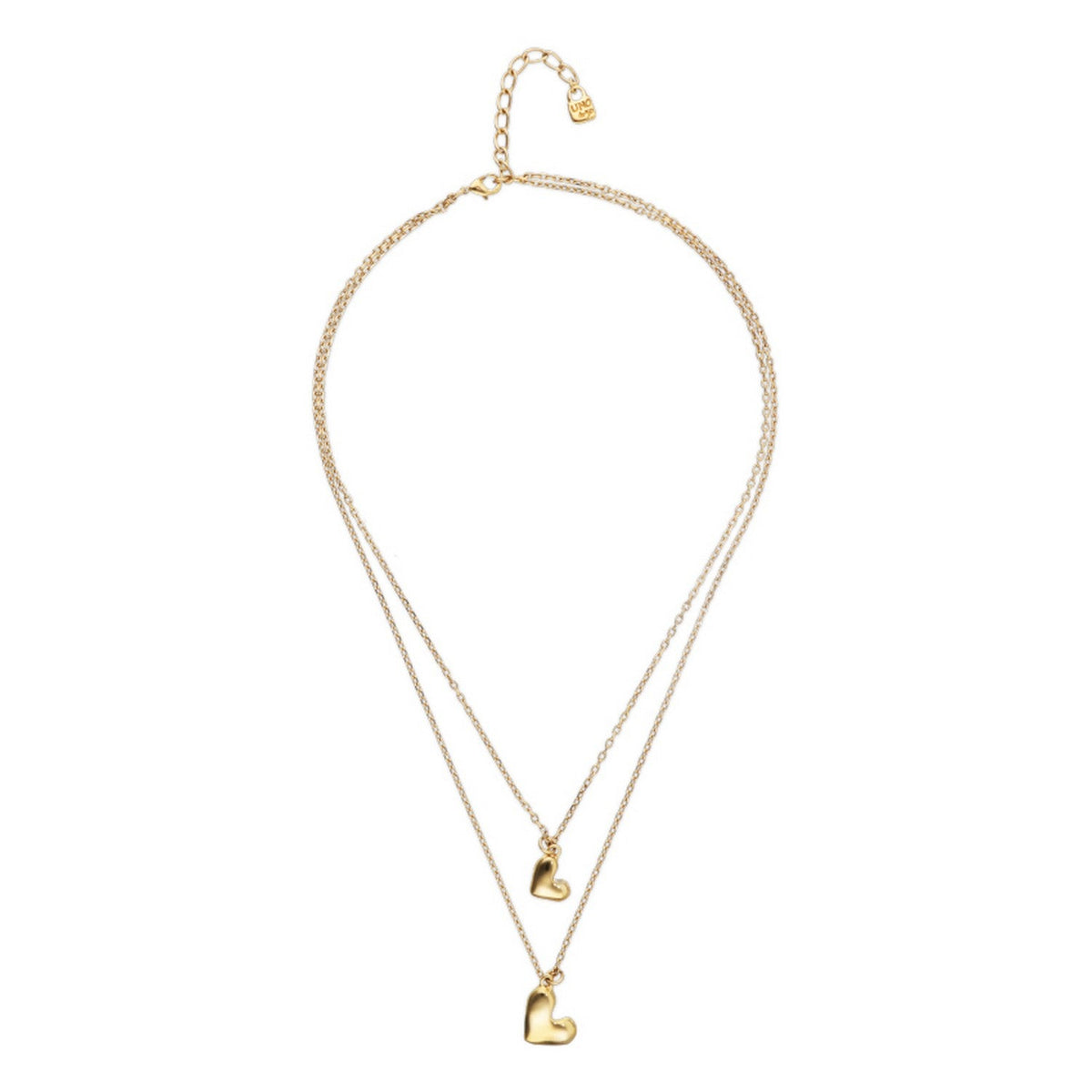 18K Gold Double Plated Two Hearts Necklace COL2070ORO000