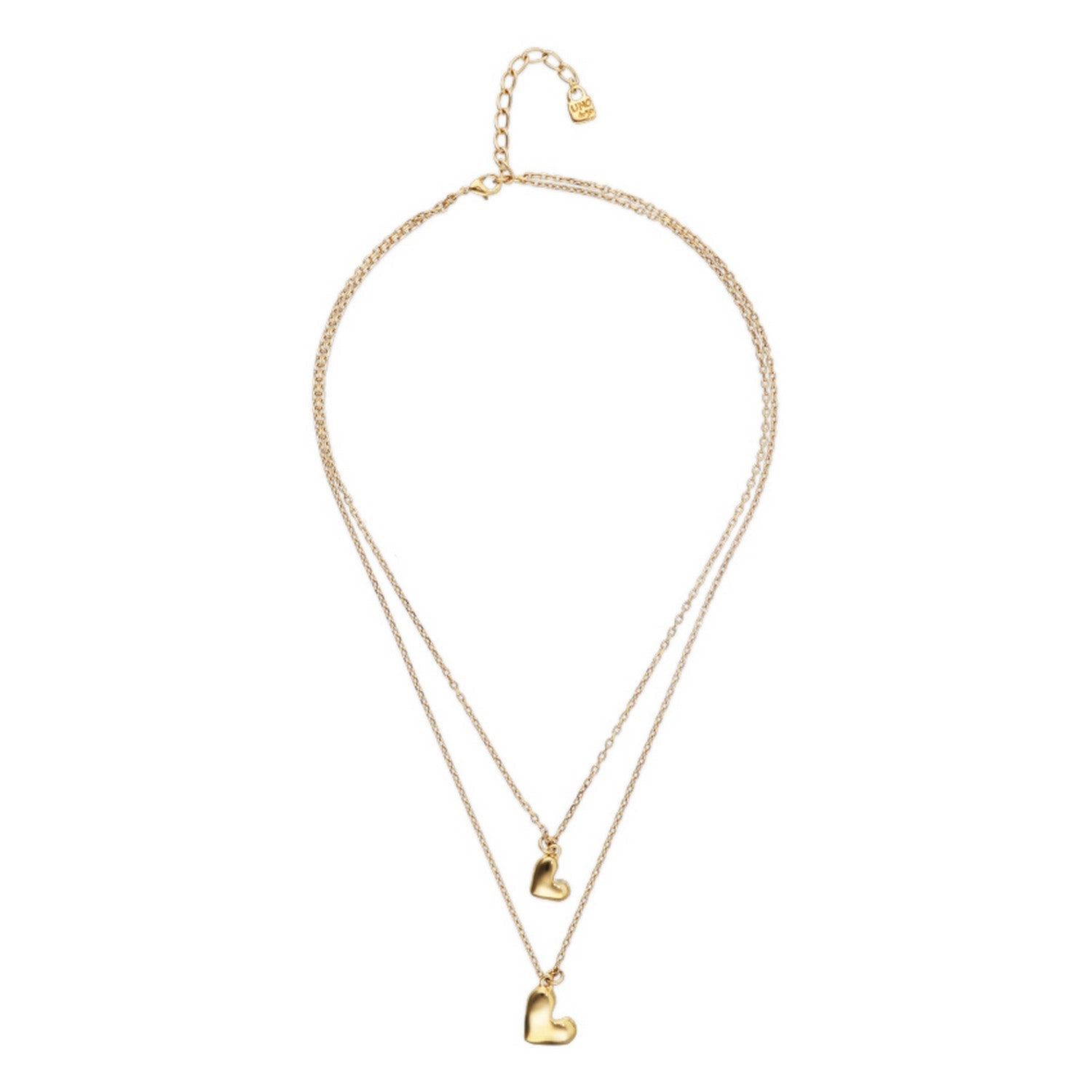 18K Gold Double Plated Two Hearts Necklace COL2070ORO000