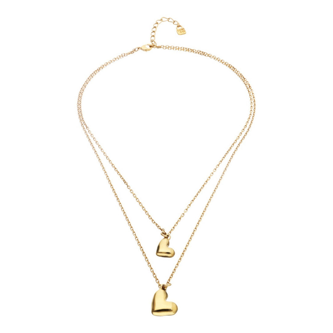 18K Gold Double Plated Two Hearts Necklace COL2070ORO000