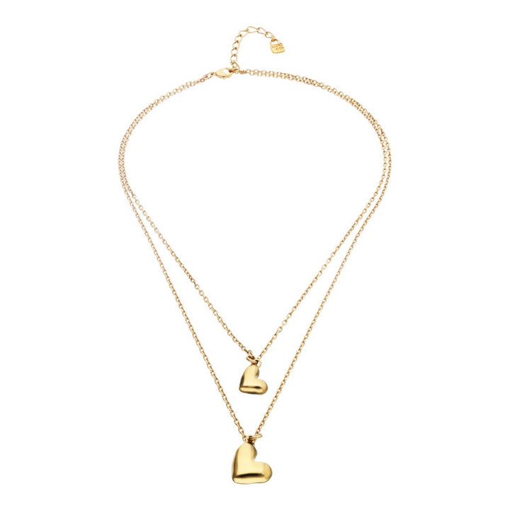 18K Gold Double Plated Two Hearts Necklace COL2070ORO000