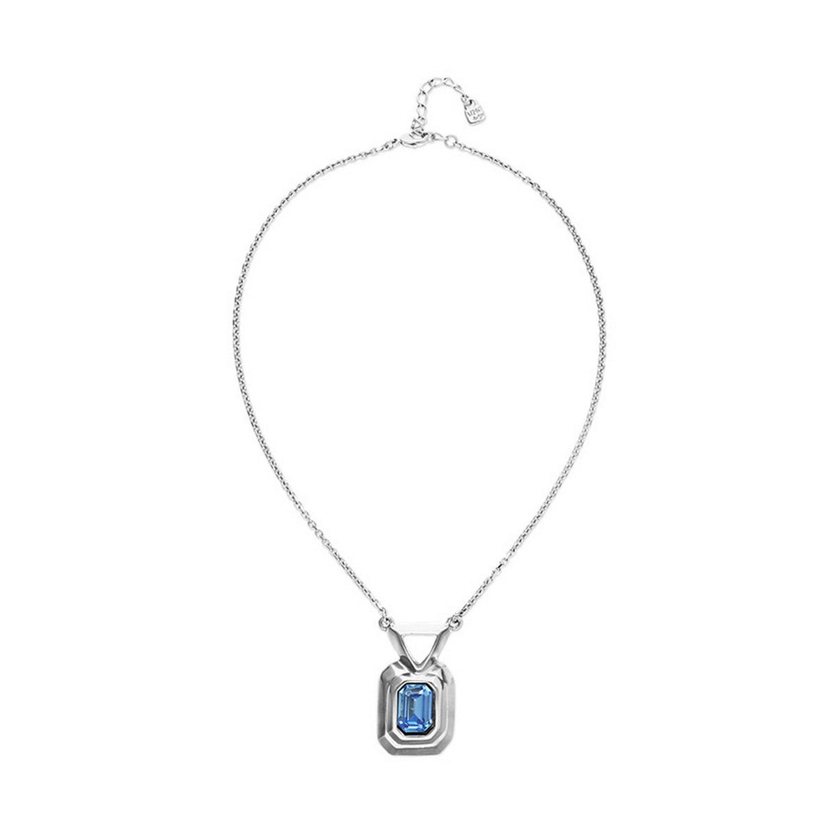 Sterling Silver Plated Blue Faceted Crystal Necklace COL2071AZUMTL