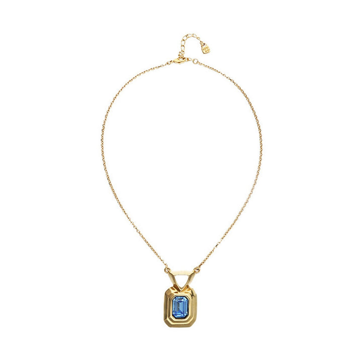 18K Gold Plated Blue Faceted Crystal Necklace COL2071AZUORO