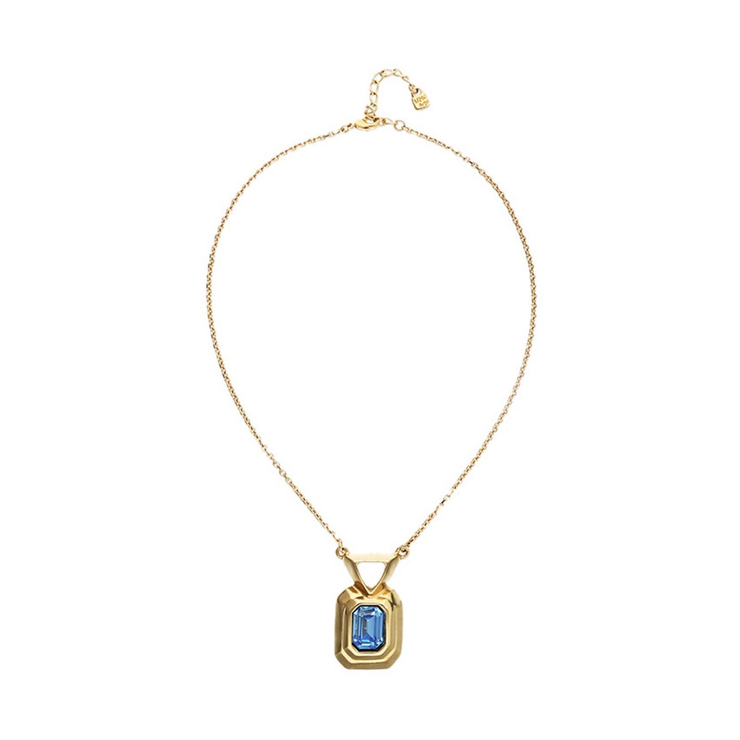 18K Gold Plated Blue Faceted Crystal Necklace COL2071AZUORO