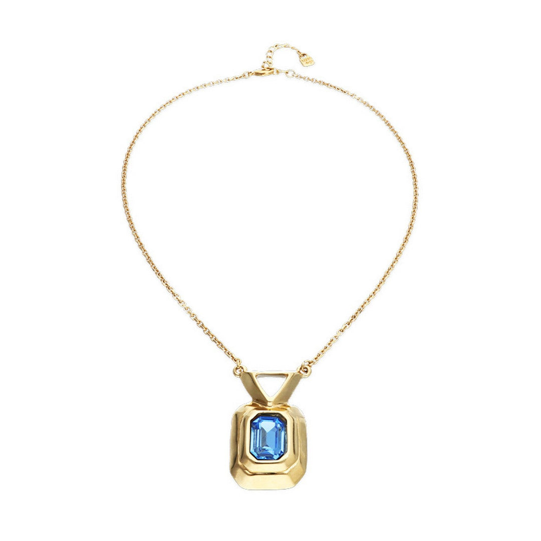 18K Gold Plated Blue Faceted Crystal Necklace COL2071AZUORO