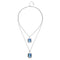 Sterling Silver Plated Double Blue Faceted Crystal Necklace COL2072AZUMTL