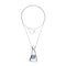 Sterling Silver Plated Long Blue Faceted Crystal Necklace COL2073AZUMTL