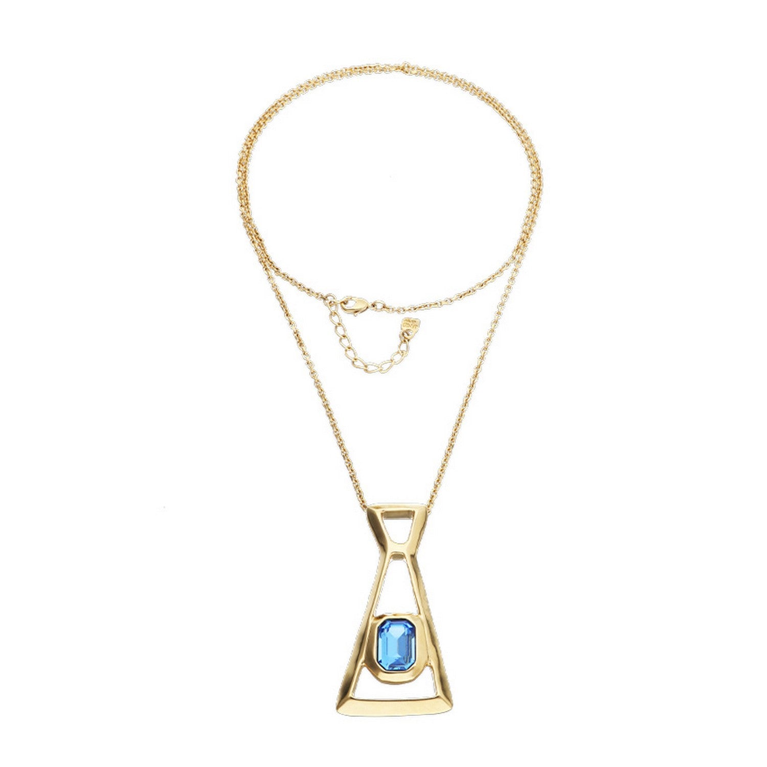 18K Gold Plated Long Blue Faceted Crystal Necklace COL2073AZUORO
