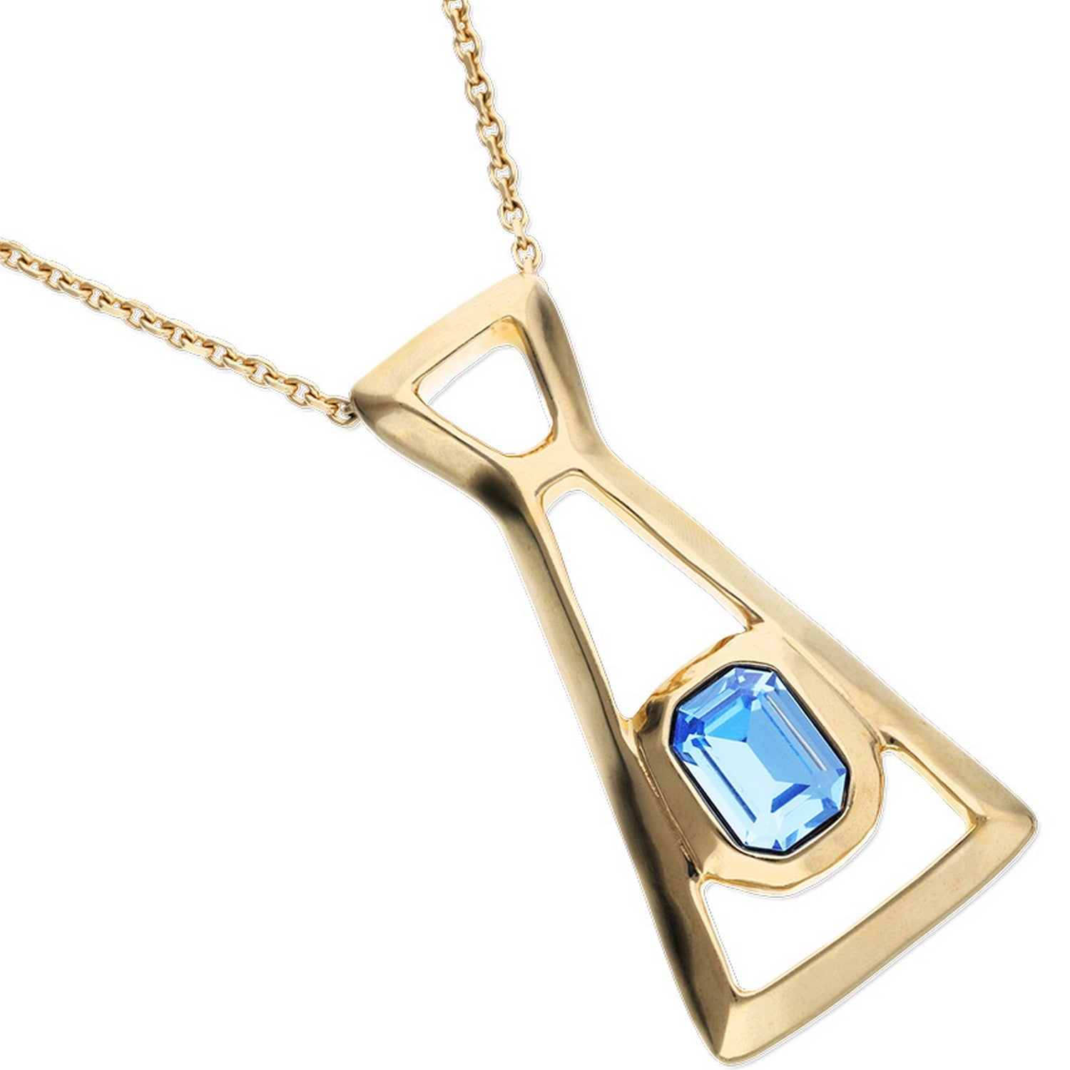 18K Gold Plated Long Blue Faceted Crystal Necklace COL2073AZUORO
