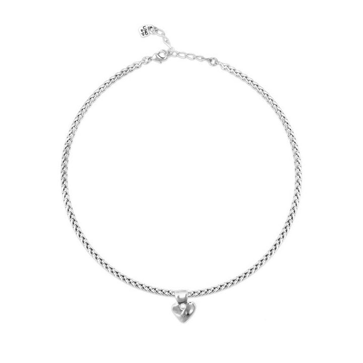 Sterling Silver Plated Ball Heart Detail Necklace COL2074MTL000