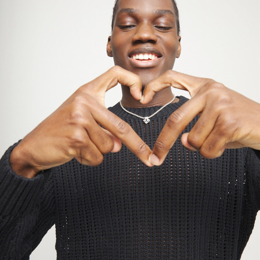 Sterling Silver Plated Ball Heart Detail Necklace COL2074MTL000