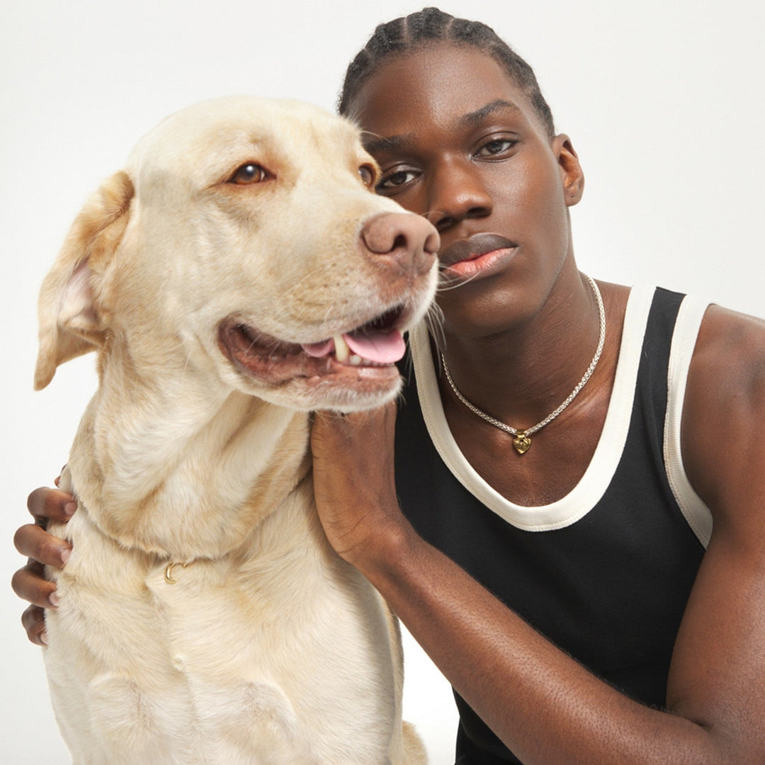 Sterling Silver Plated Ball 18K Gold Heart Detail Necklace COL2074OROMTL