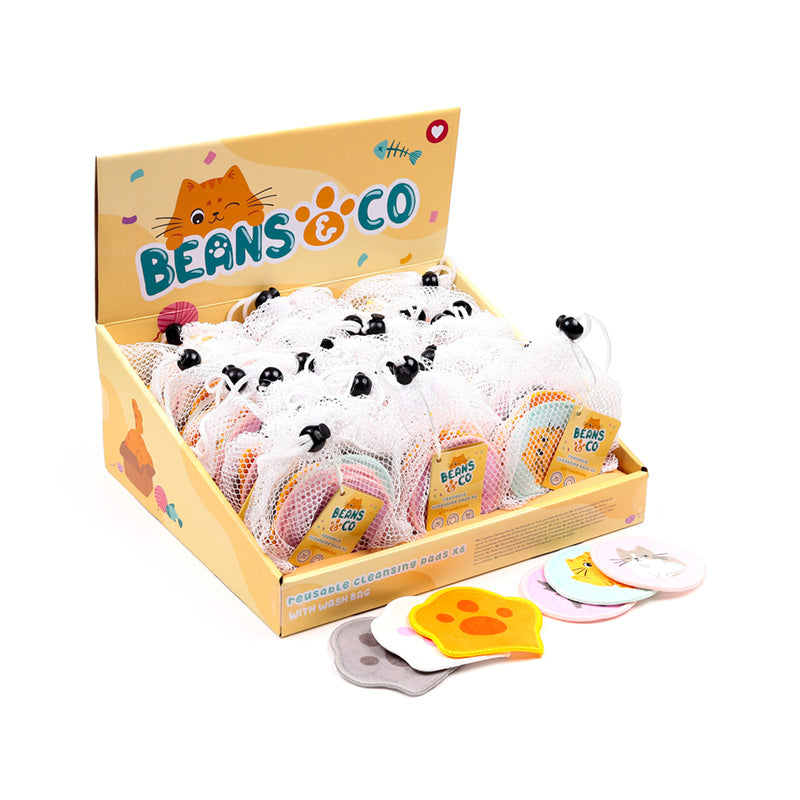 Set of 6 Beans & Co Cats Reusable Cleansing Pads CPAD02