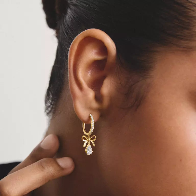 Thomas Sabo 18k Gold Plated Classic Zirconia Bow Hoop Earrings CR749-M01-14