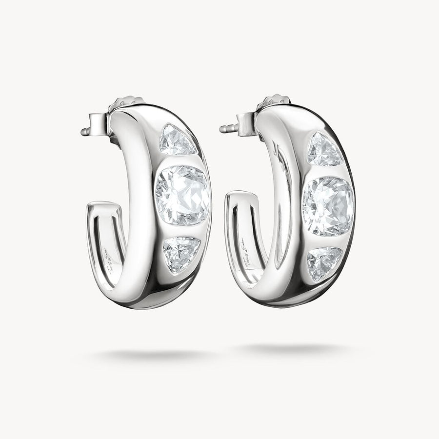 Thomas Sabo Bold Elegance Sterling Silver Zirconia Silver Hoop Earring CR759-051-14