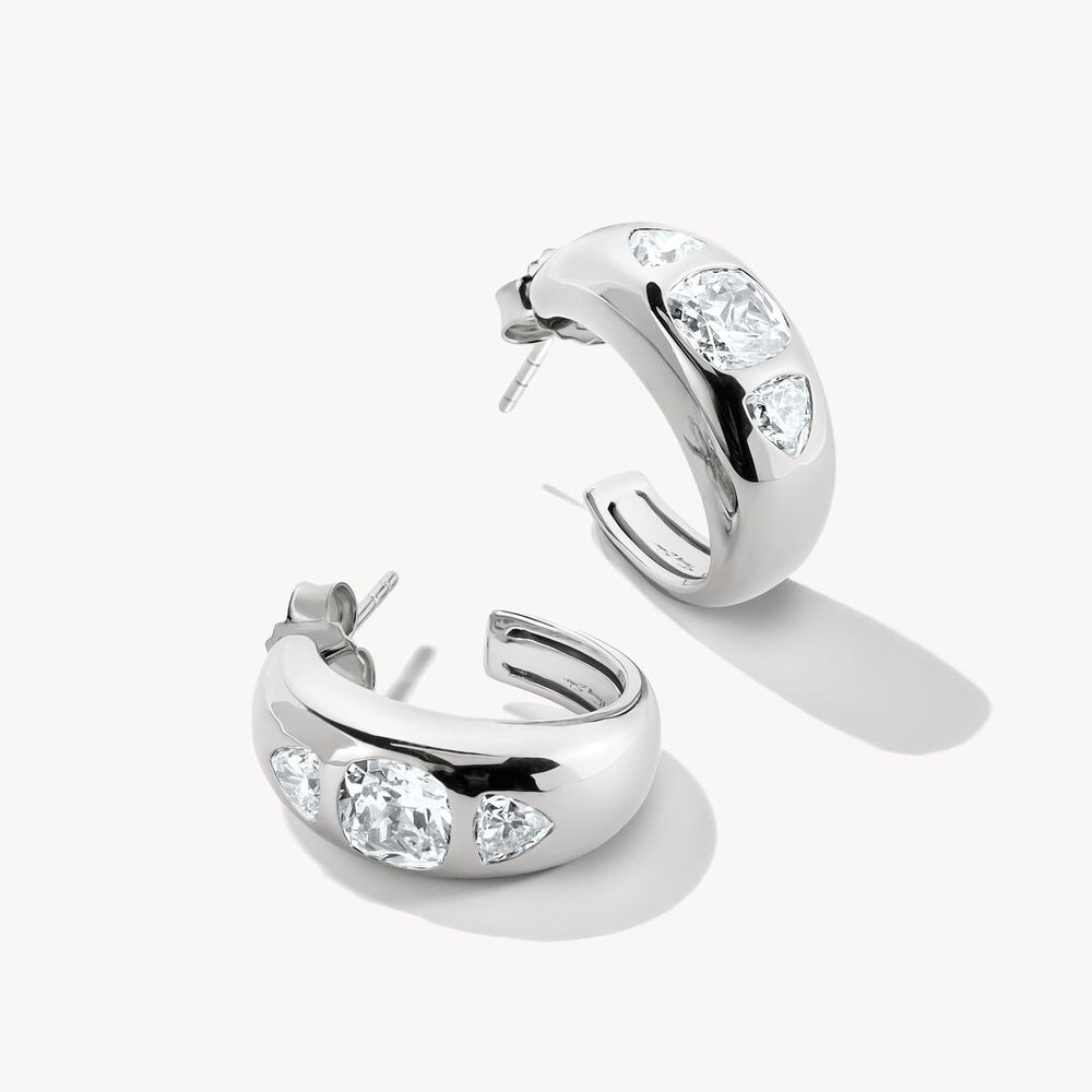 Thomas Sabo Bold Elegance Sterling Silver Zirconia Silver Hoop Earring CR759-051-14