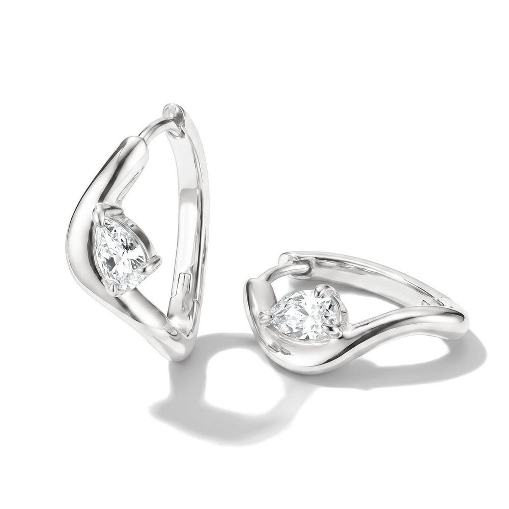 Thomas Sabo Sterling Silver Fluid Elegance Teardrop Zirconia Hoop Earrings CR763-051-14