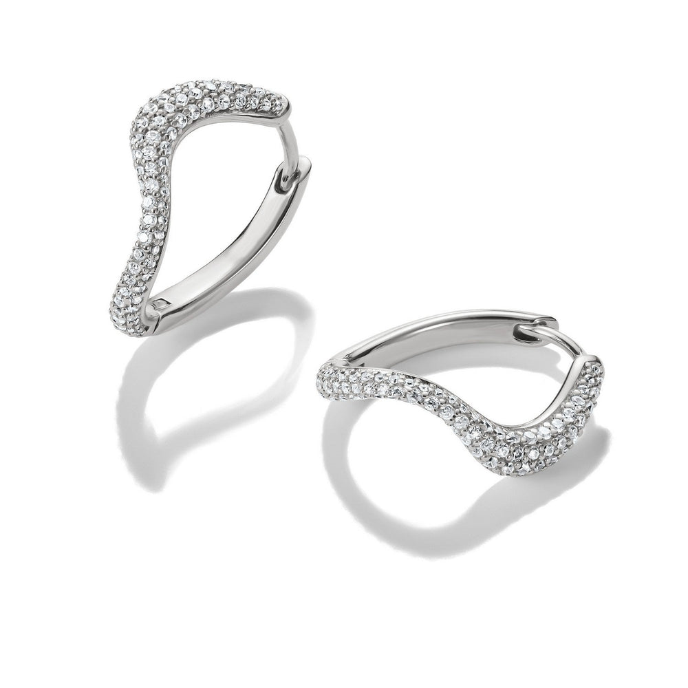 Thomas Sabo Sterling Silver Fluid Elegance Zirconia Wave Hoop Earrings CR765-051-14