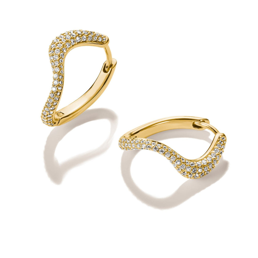 Thomas Sabo 18k Gold Plated Fluid Elegance Zirconia Wave Hoop Earrings CR765-M01-14
