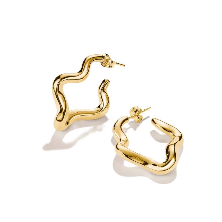 Thomas Sabo 18k Gold Plated Classic Wavy Hoop Earrings CR771-M01-39