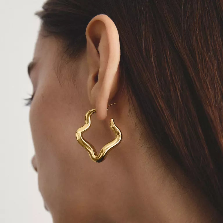 Thomas Sabo 18k Gold Plated Classic Wavy Hoop Earrings CR771-M01-39