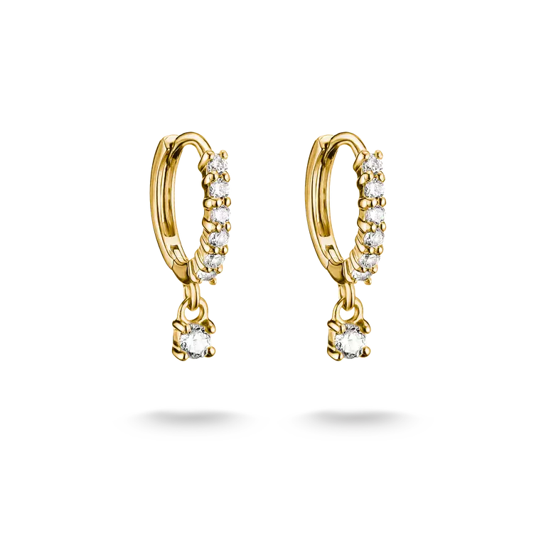 Thomas Sabo 18ct Gold Plated Classic Brilliant Cut Zirconia Hoop Earrings CR781-M01-14
