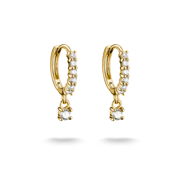 Thomas Sabo 18ct Gold Plated Classic Brilliant Cut Zirconia Hoop Earrings CR781-M01-14