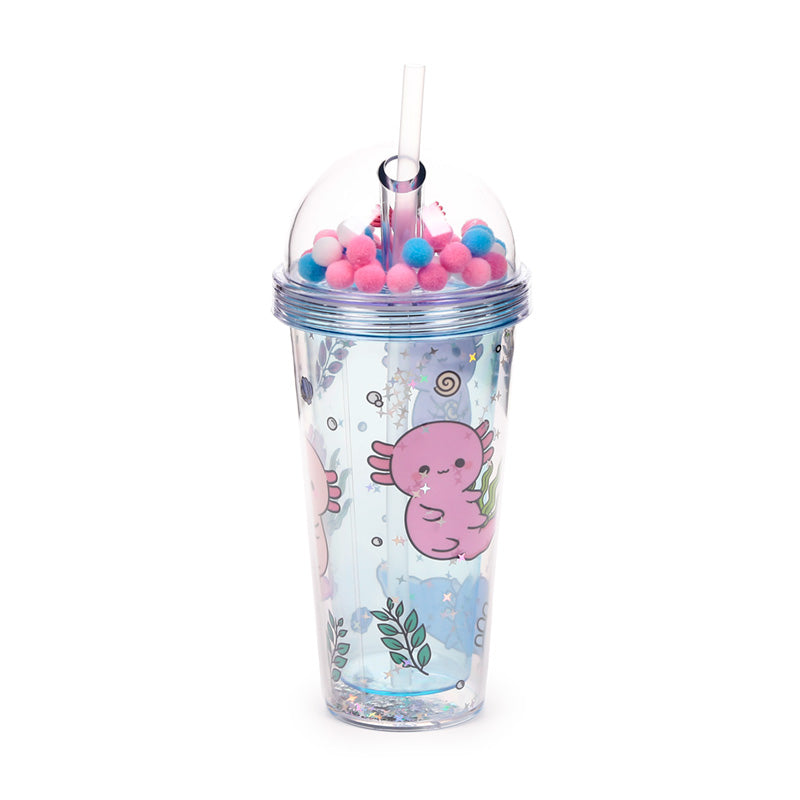 Adoramals Maddie the Axolotl Double Walled Cup & Straw with Charms CUP82
