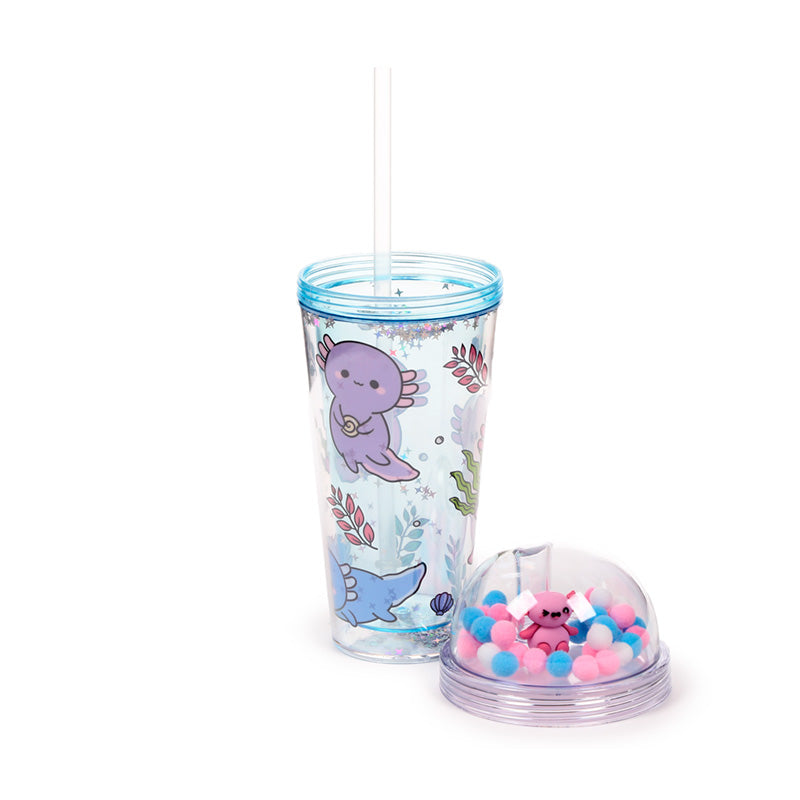 Adoramals Maddie the Axolotl Double Walled Cup & Straw with Charms CUP82
