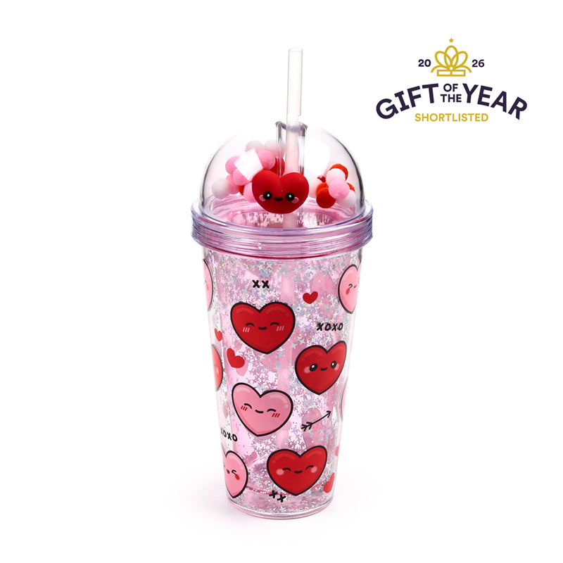 J'Adoramals Heart Double Walled Cup & Straw with Charms CUP89