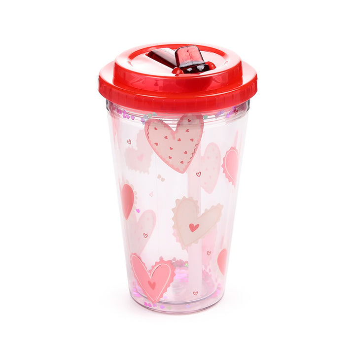 Shatterproof Amore Hearts Double Walled Cup & Straw CUP91