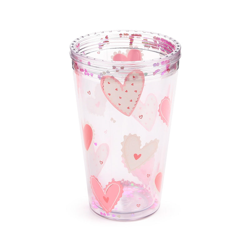 Shatterproof Amore Hearts Double Walled Cup & Straw CUP91