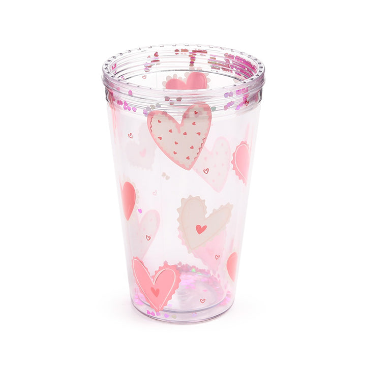 Shatterproof Amore Hearts Double Walled Cup & Straw CUP91