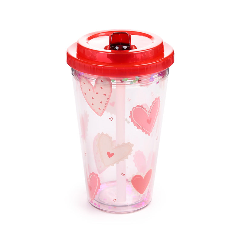 Shatterproof Amore Hearts Double Walled Cup & Straw CUP91