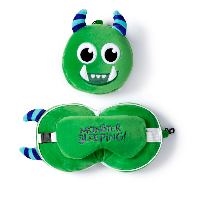 Relaxeazzz Green Monstarz Monster Plush Travel Pillow & Eye Mask CUSH223