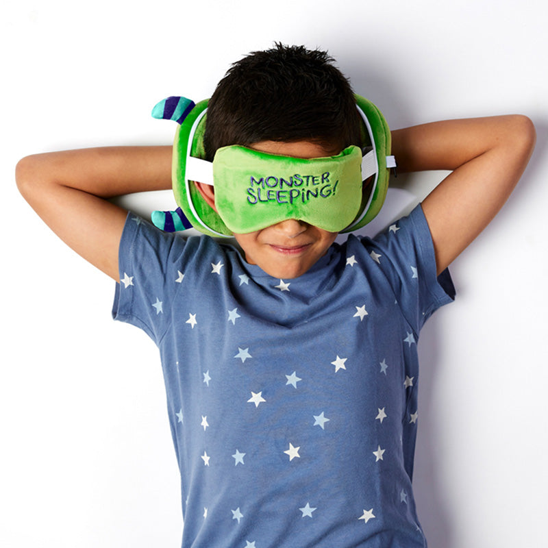 Relaxeazzz Green Monstarz Monster Plush Travel Pillow & Eye Mask CUSH223